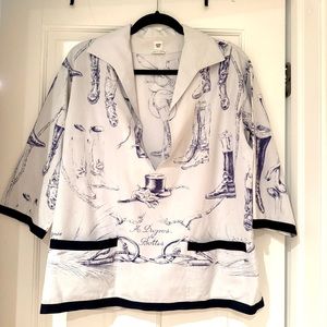 Hermès Blue and Periwinkle à Propos de Bottes Cotton Collared Top